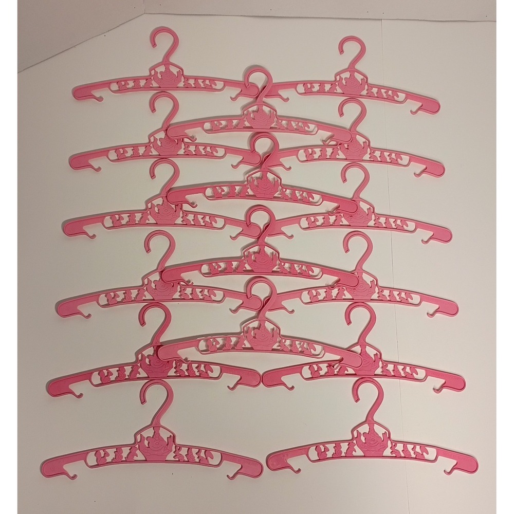 Vintage Pink Plastic Childrens Clothing/Baby Doll Clothes Hangers Lot of 16